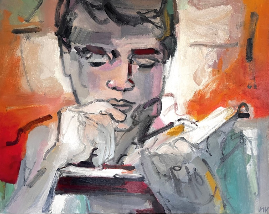 Lezer 2026 olieverf op doek 100 x 80&nbsp;cm